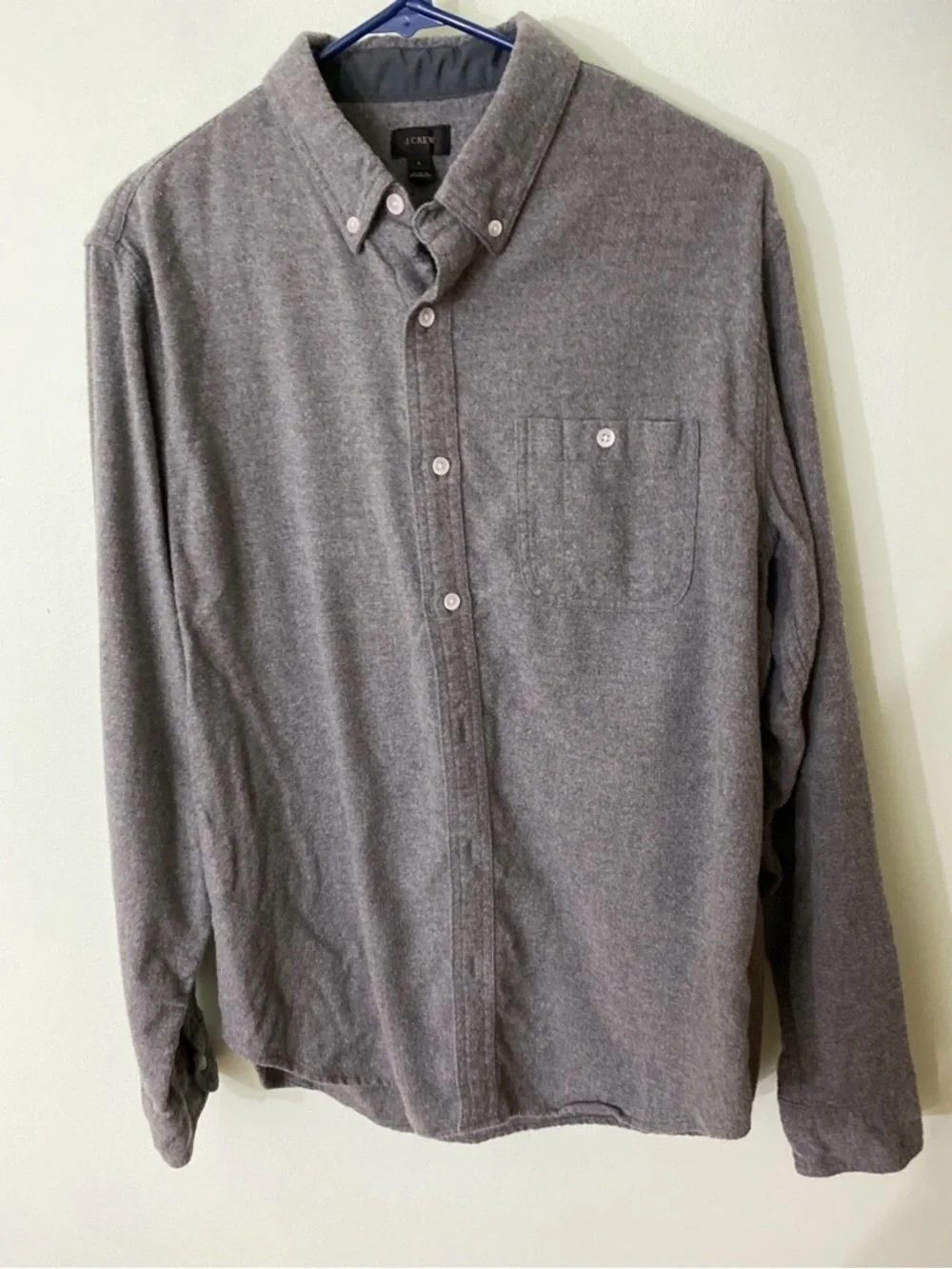 J. Crew Dark Gray Wool-Cotton Knit Top with White Buttons M